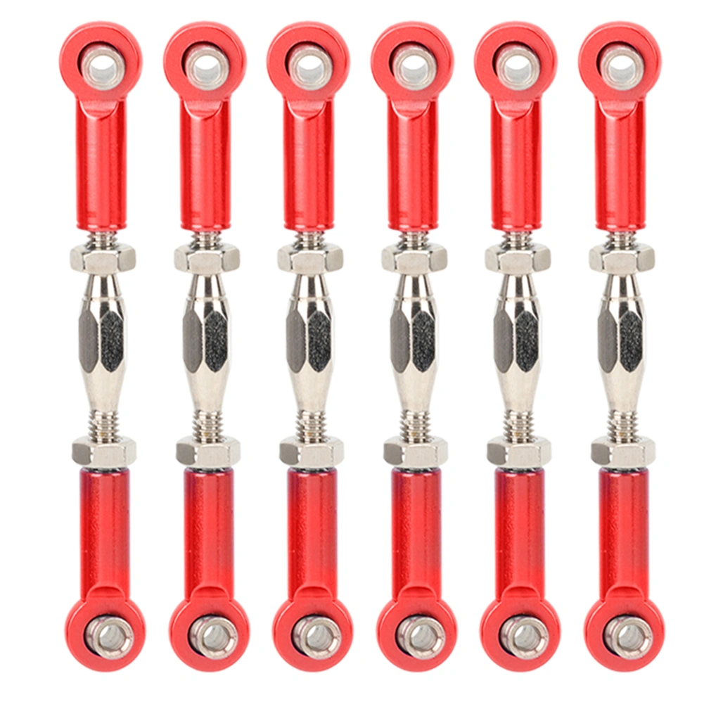 6Pcs Aluminum Alloy Adjustable Push RodsTurnbuckle Rod Linkage Accessories for RC Car Modelsred