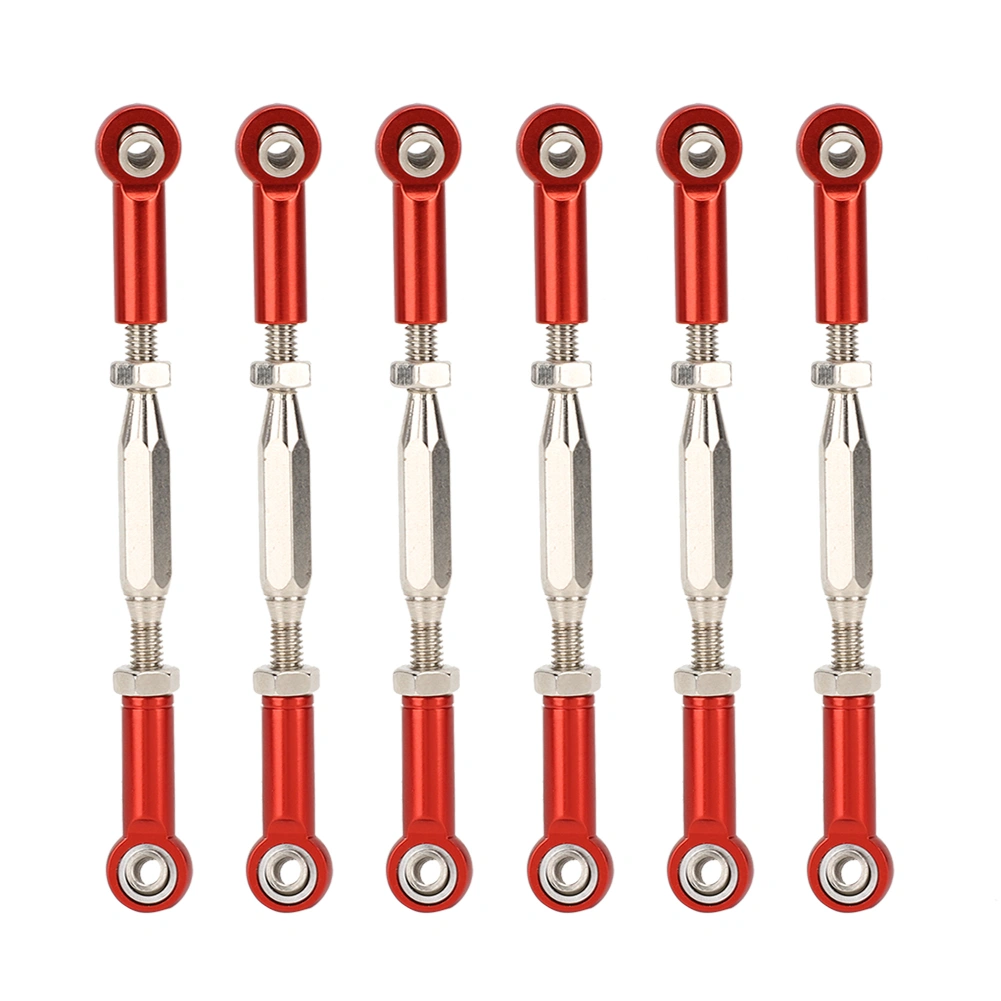 6 pcs 81mm Adjustable Aluminum Servo Links Tie Rod Set for RC Car Accessoriesred