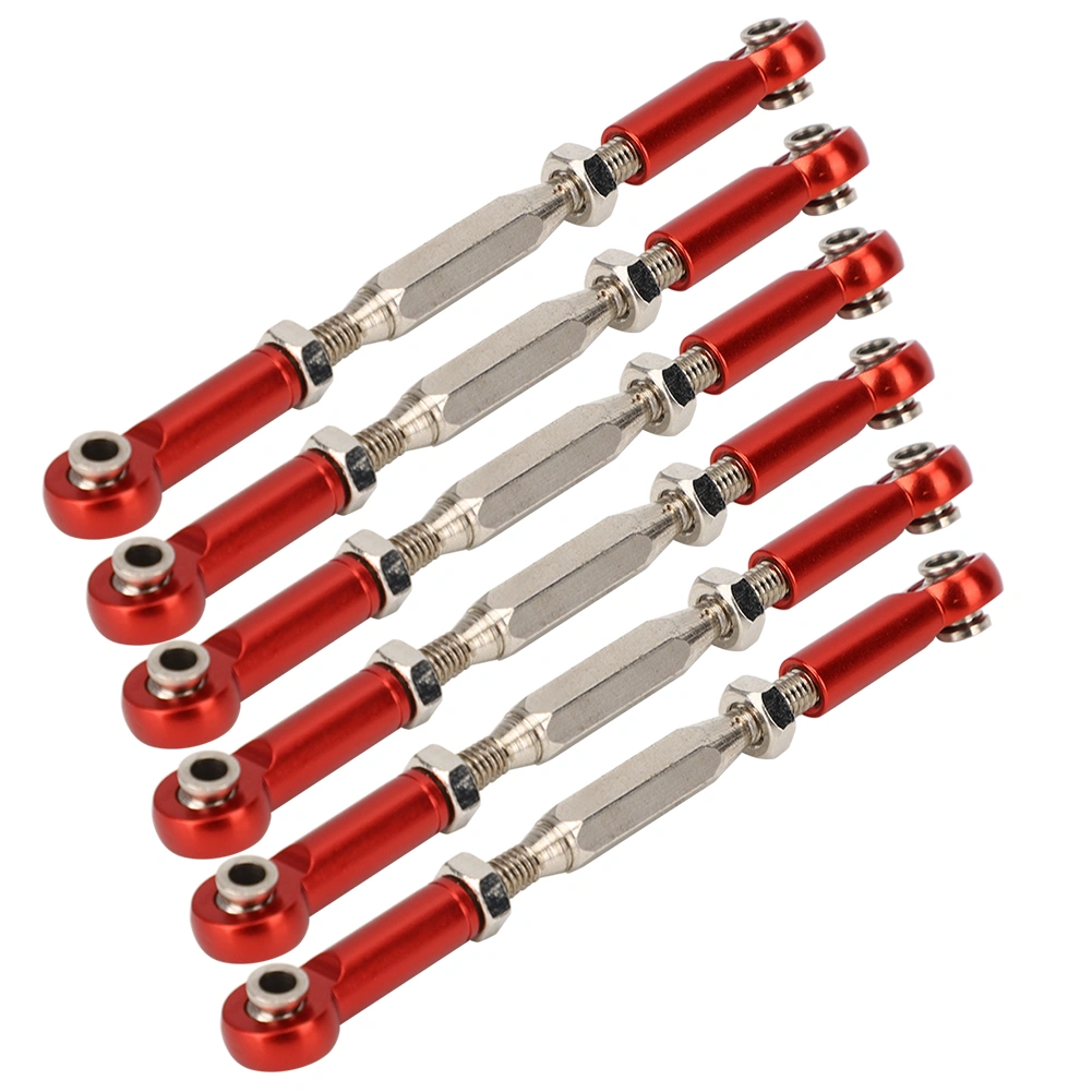 6 pcs 81mm Adjustable Aluminum Servo Links Tie Rod Set for RC Car Accessoriesred