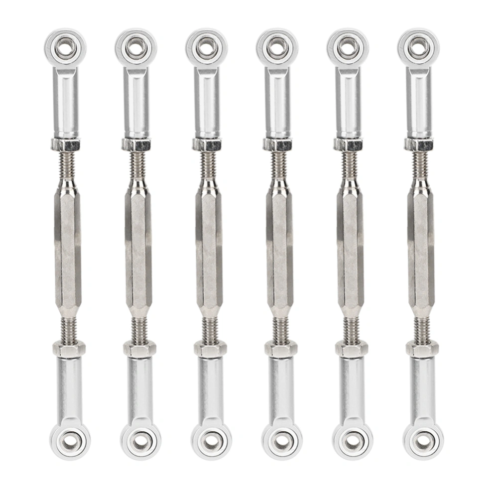 6Pcs 88mm Aluminum Alloy Adjustable Push RodsTurnbuckle Rod Linkage Accessories for RC Car Modelssilver