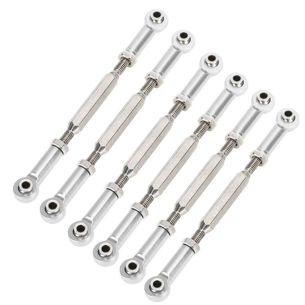 6Pcs 88mm Aluminum Alloy Adjustable Push RodsTurnbuckle Rod Linkage Accessories for RC Car Modelssilver