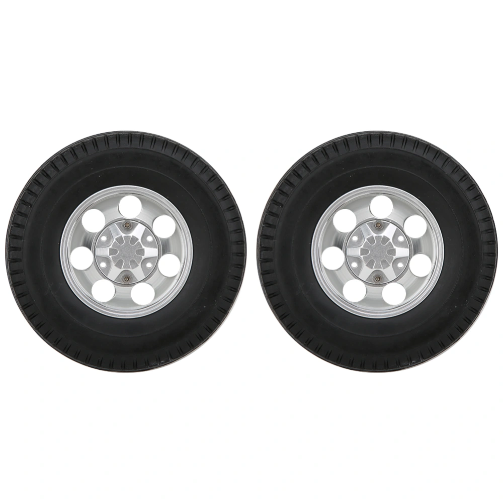 2 Pcs Black 7 Hole Wheel Hub Front Tyre RC Car Accessories for Tamiya 1/14 Tractor Truck