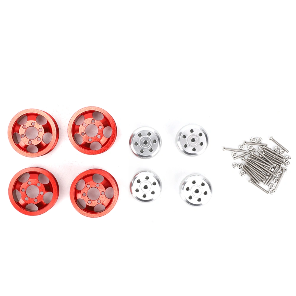 4Pcs RC Remote Control Car Wheel Hub with Short Adapter Parts Fit for WPL 1/16Red