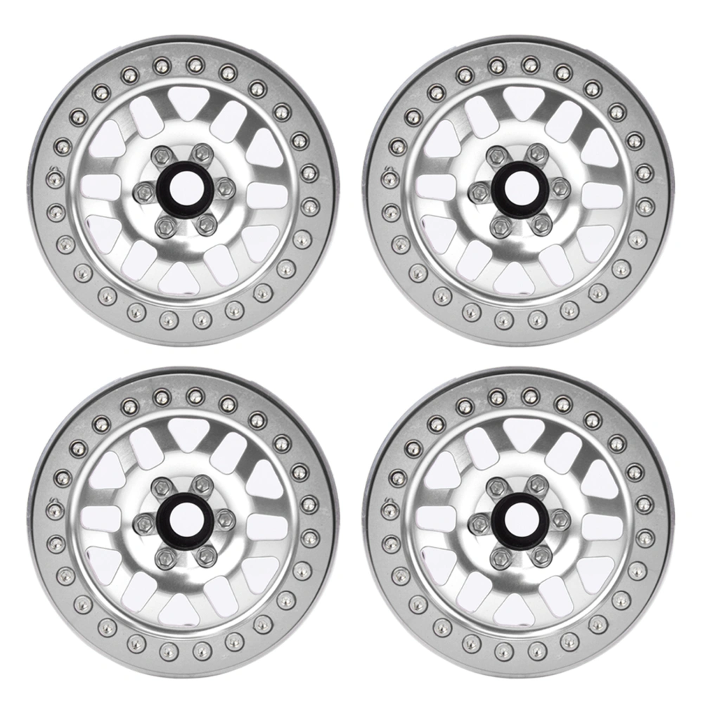 4pcs 2.2inch Aluminum Alloy Beadlock Wheel Hubs for 1/10 Scale RC Car AccessorySilver A4