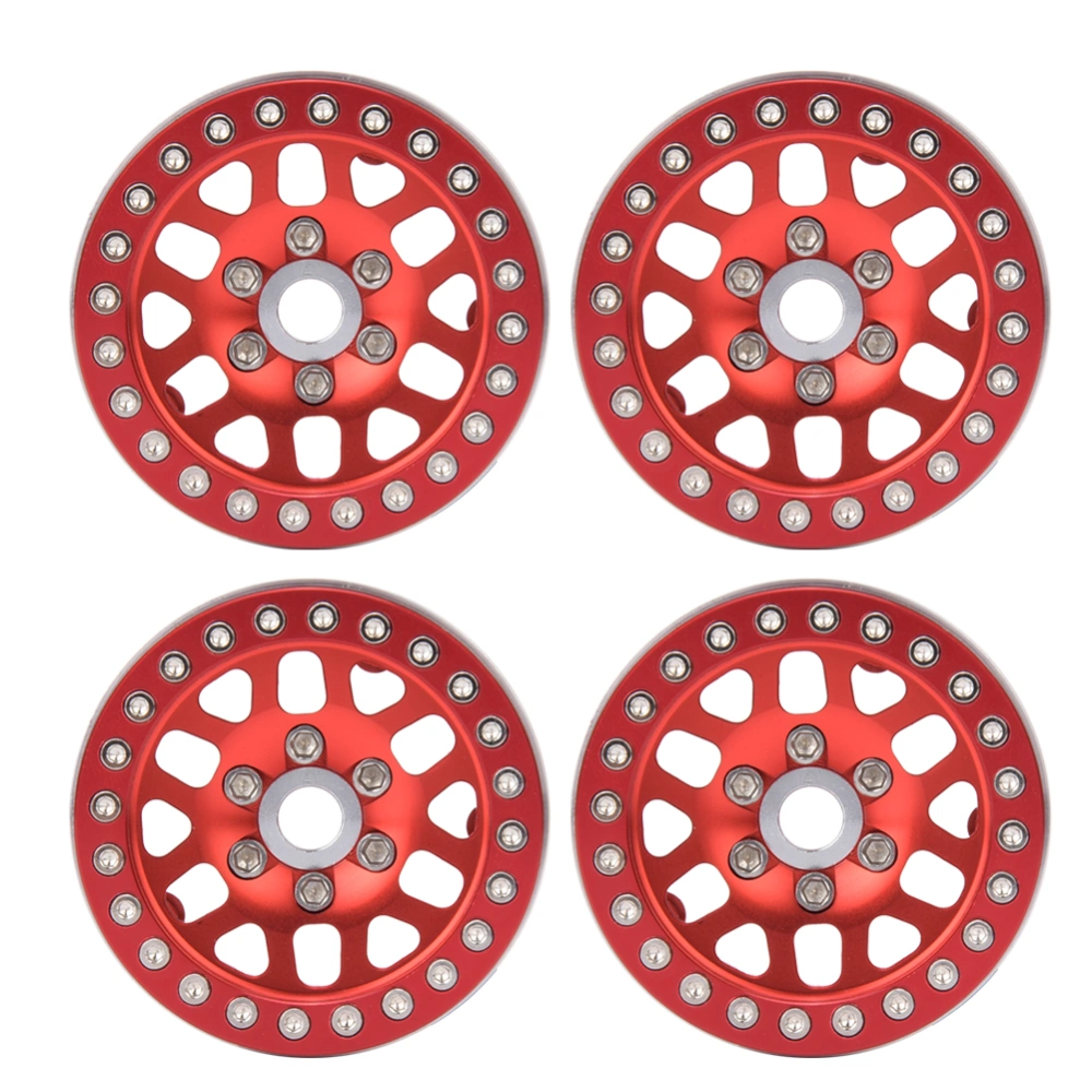 4Pcs 1.9in Aluminum Alloy Wheel Hub Accessory Parts Fit for D90 TRX4 1/10 RC CarRed