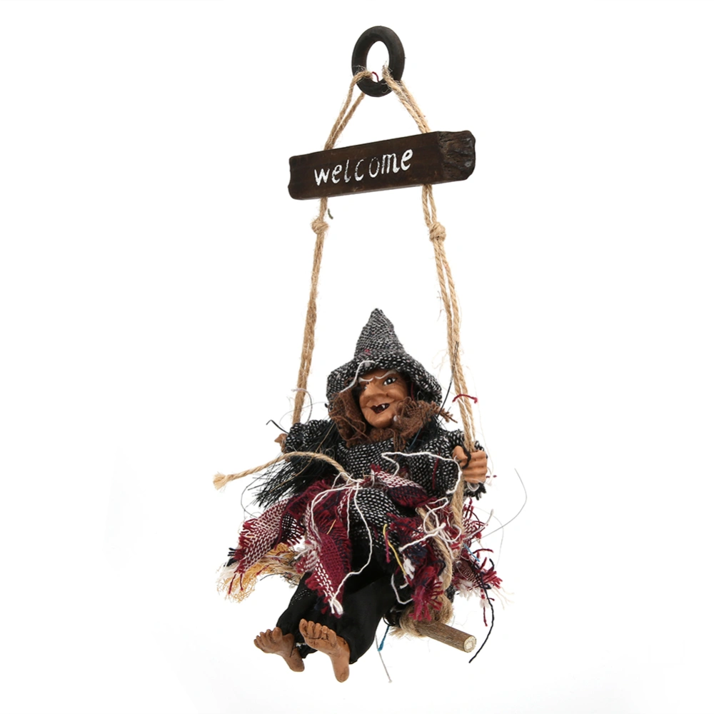 Halloween Bar Home Garden Hanging Decoration Haunted House Prop Retro Witch PendantWitch with Grey Cap