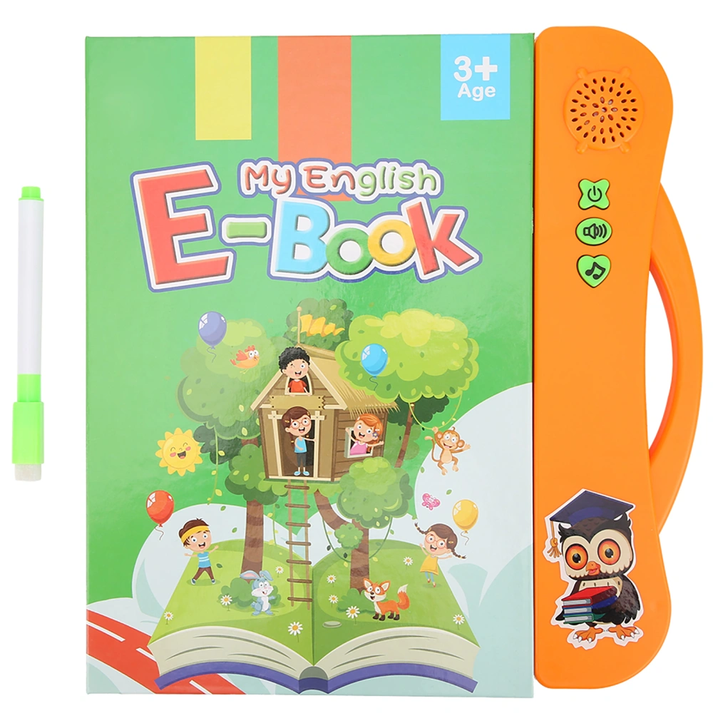 Kid English E Book Electronic Sound Book Educational Toy Reading Machine With Learning Pen(Orange )