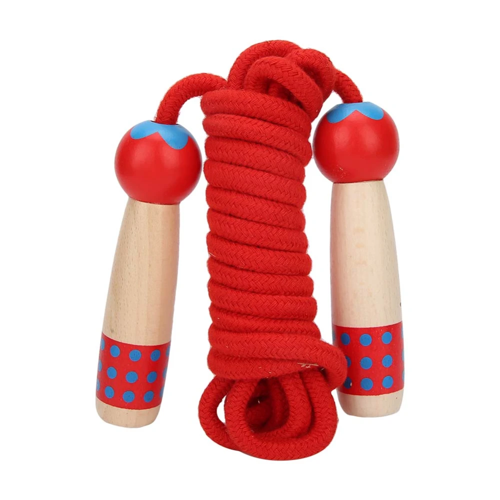 Wooden Skipping Rope Fitness Children Student Jumping Ropes Outdoor Toy 3metersRed