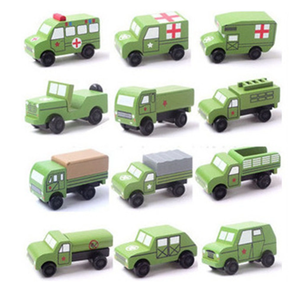 12pcs Wooden Mini Car Vehicle Model Educational Toy Set Gift for Children Kid