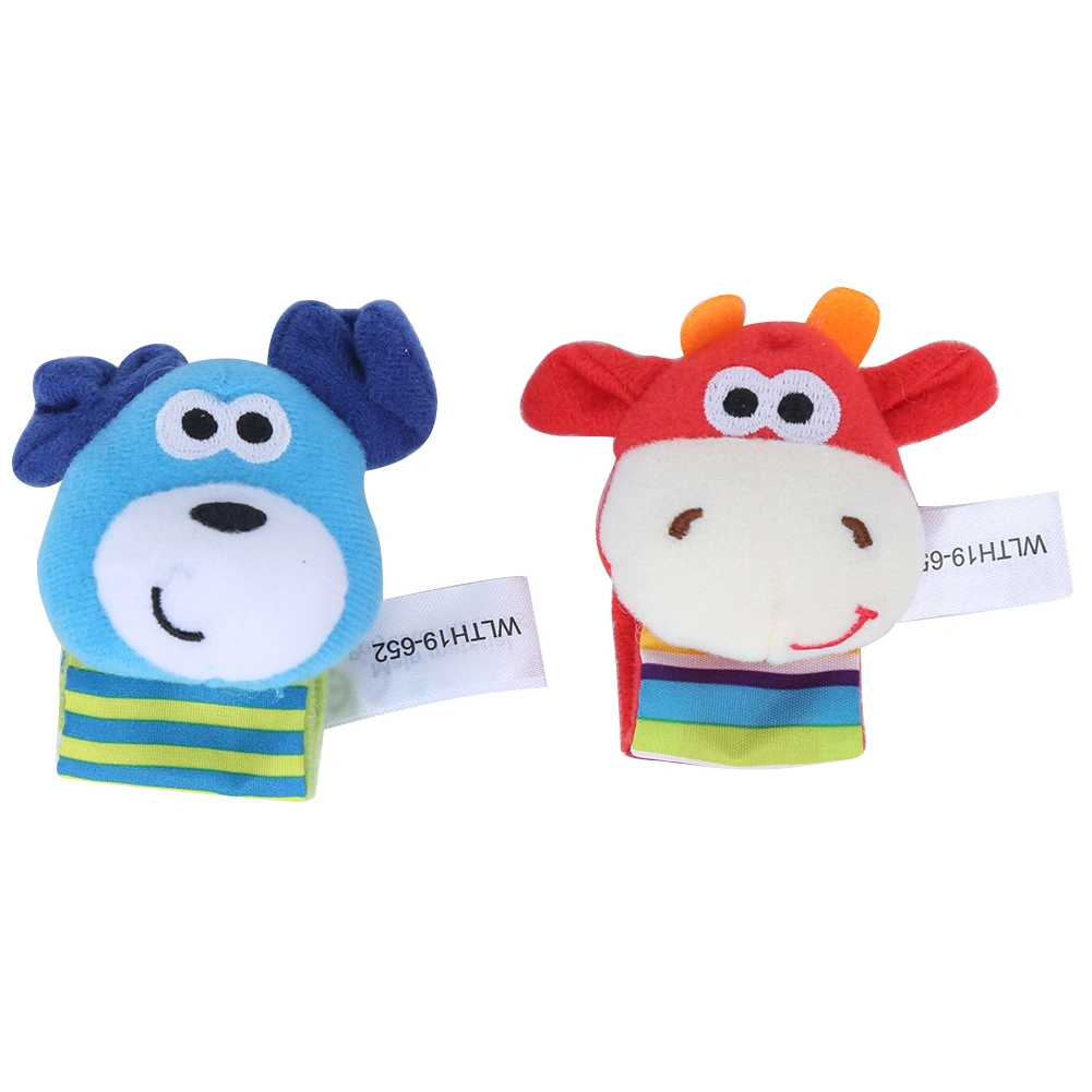 Baby Soft Plush Wrist Rattle Toy Infant Cute Cartoon Animal Wrist Rattles Toy Gift002 Color Card Wrist Rattle(A Pair)
