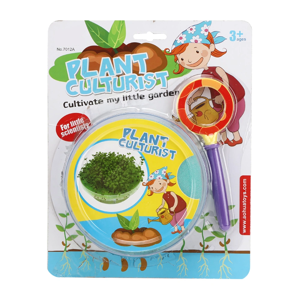 Seeds Cultivation Experiment Petri Dish Magnifier Set Toy Science Educational Kindergarten ToyPurple Handle