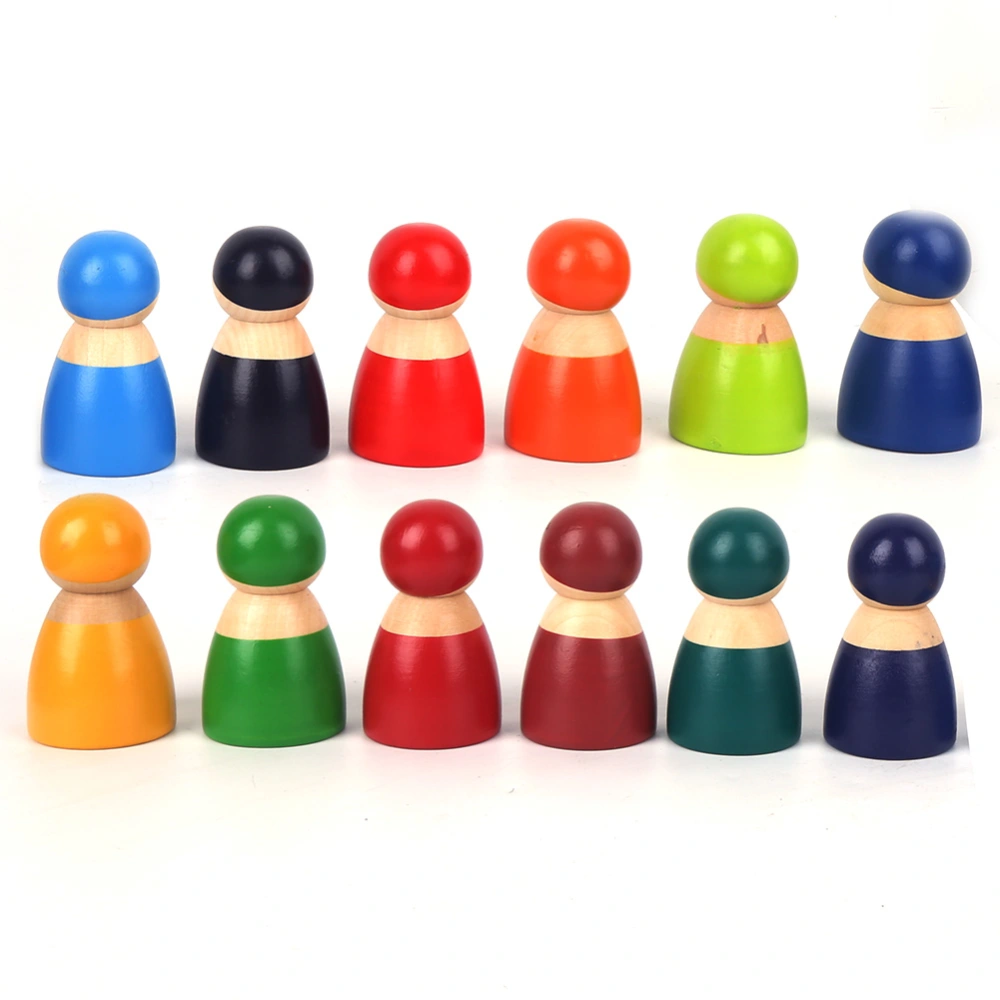 12pcs Children Wooden Toy Baby Role Play Game Toy Figure Learning Educational Toy12pcs Doll