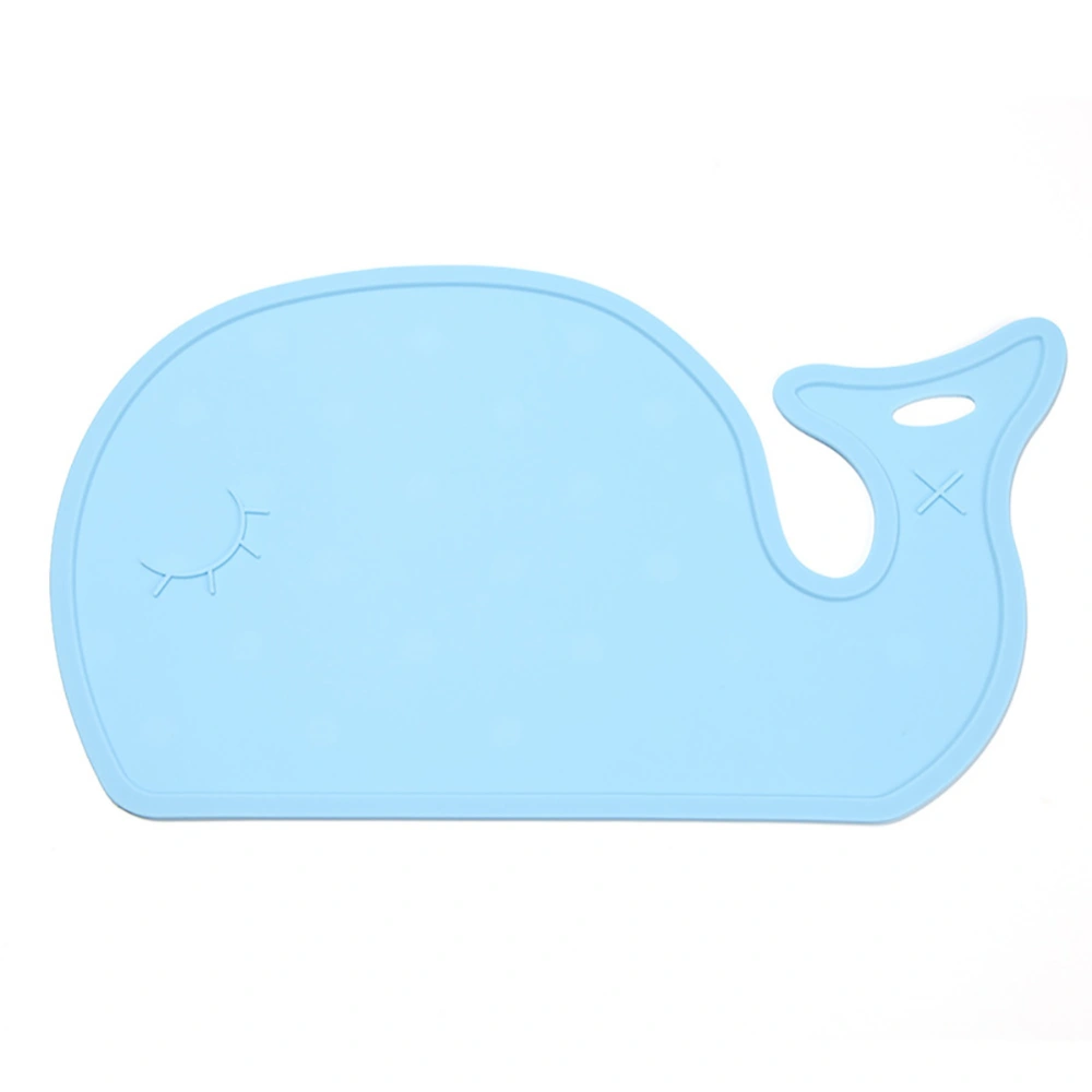 Cute Animal Pattern Silicone Non slip Wear Resistant Pad Mat Placemat for Children(Blue Whale Shape)