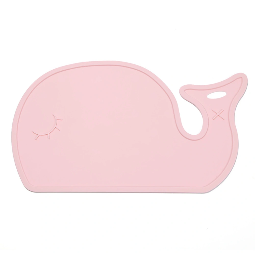 Cute Animal Pattern Silicone Non slip Wear Resistant Pad Mat Placemat for Children(Pink Whale Shape)