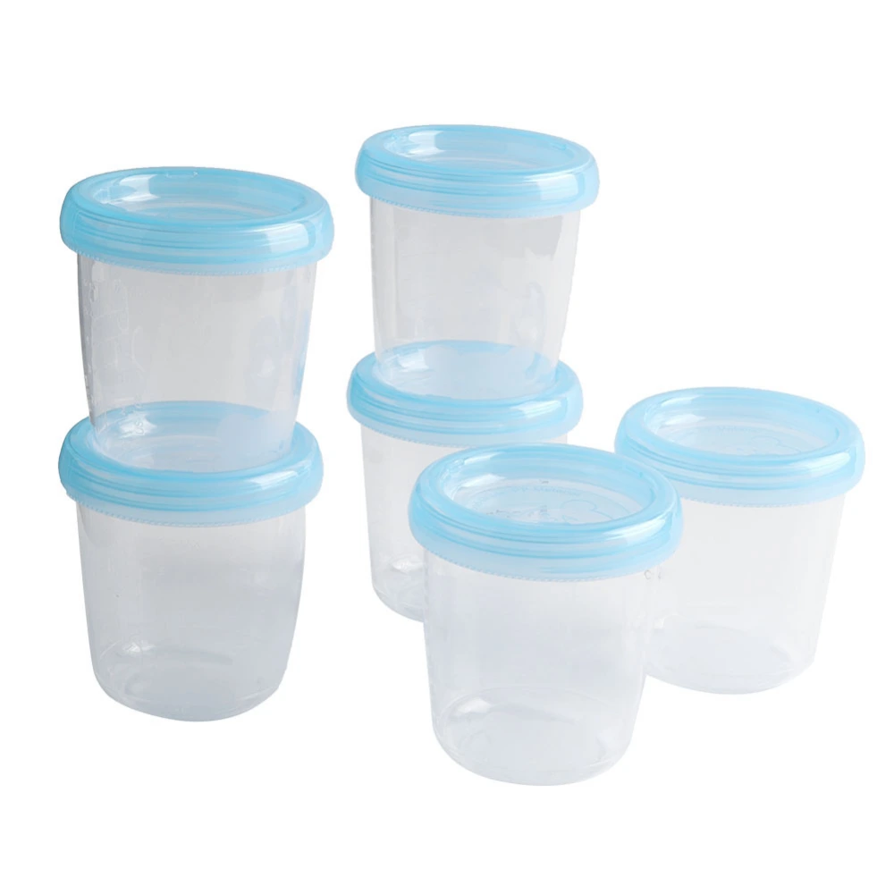 Transparent Reusable Breast Milk Food Storage Cups Baby Feeding Container Sets6pcs