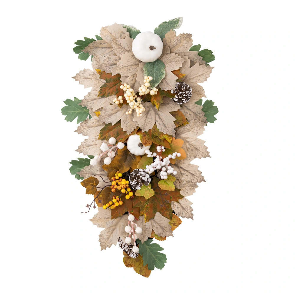 Fall Thanksgiving Swag Hanging Artificial Maple Leaf Pumpkin Wreath 