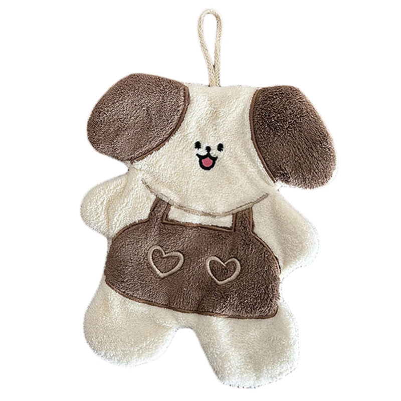 Cute Hand Towels Dog Shape Absorbent Kitchen Towels with Hanging Loops