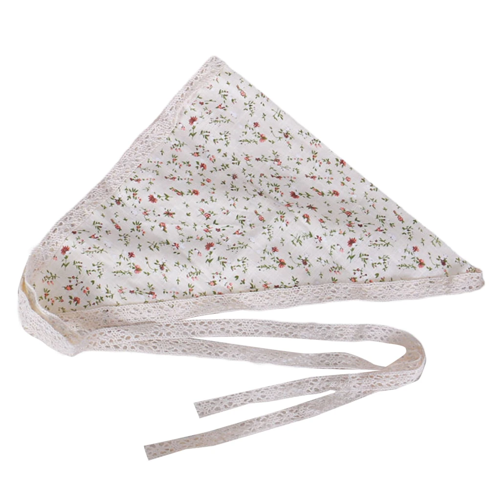 Women Floral Head Scarf, Elegant Lace Patchwork Tie-up Hair Bandana