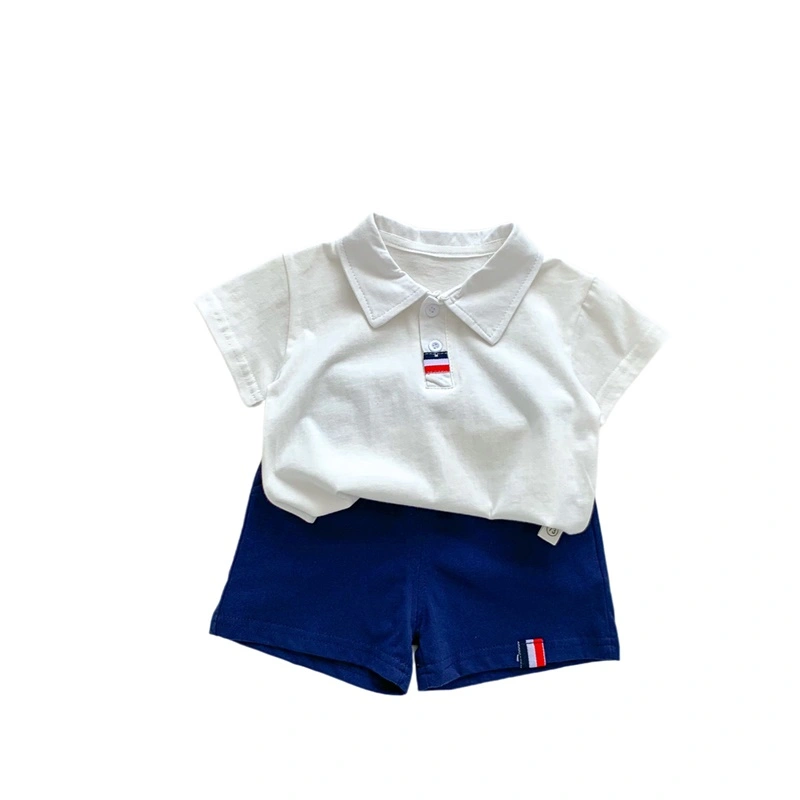 Toddler Boys Summer Outfits Stripe Patch Tops Elastic Waist Shorts