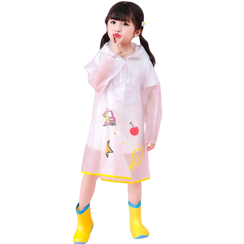 Kids Raincoat, Cartoon Hooded Rain Poncho Waterproof Rain Jacket