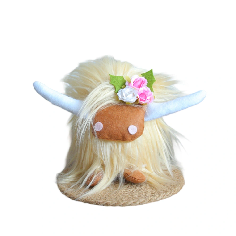 Highland Cow Stuffed Animals Fuzzy Cow Plush Toys with Flowers