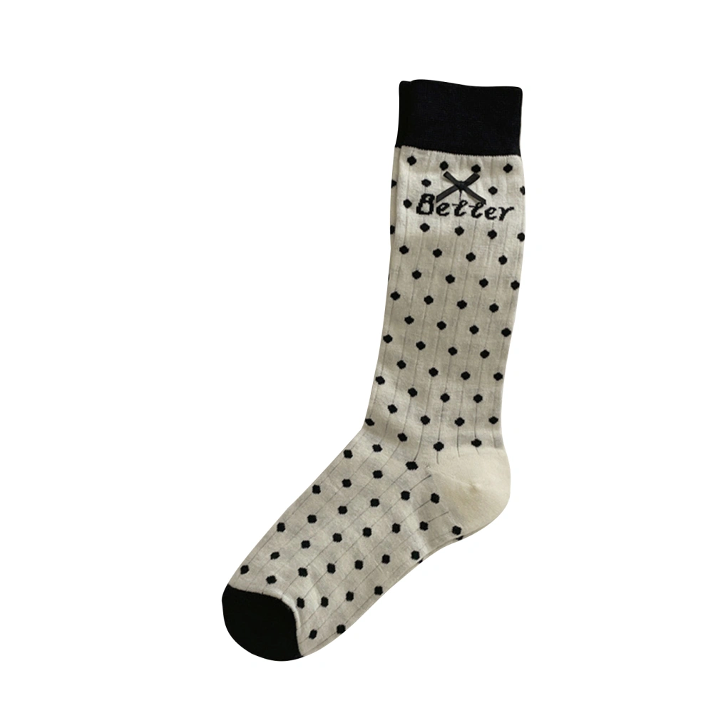 Women Summer Crew Socks Soft Dot Letter Print Above Ankle Socks 