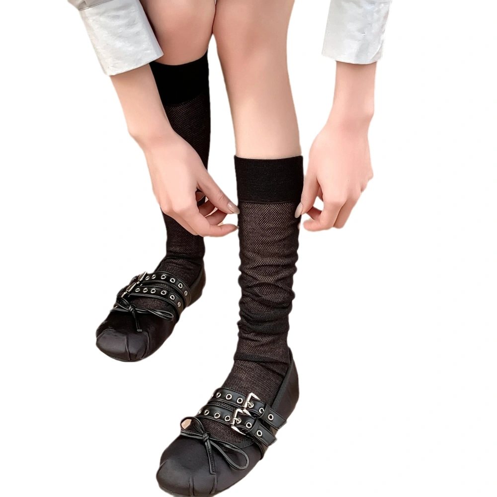 Women Calf Socks, Elastic Soft Lolita Socks Solid Sheer Boot Socks