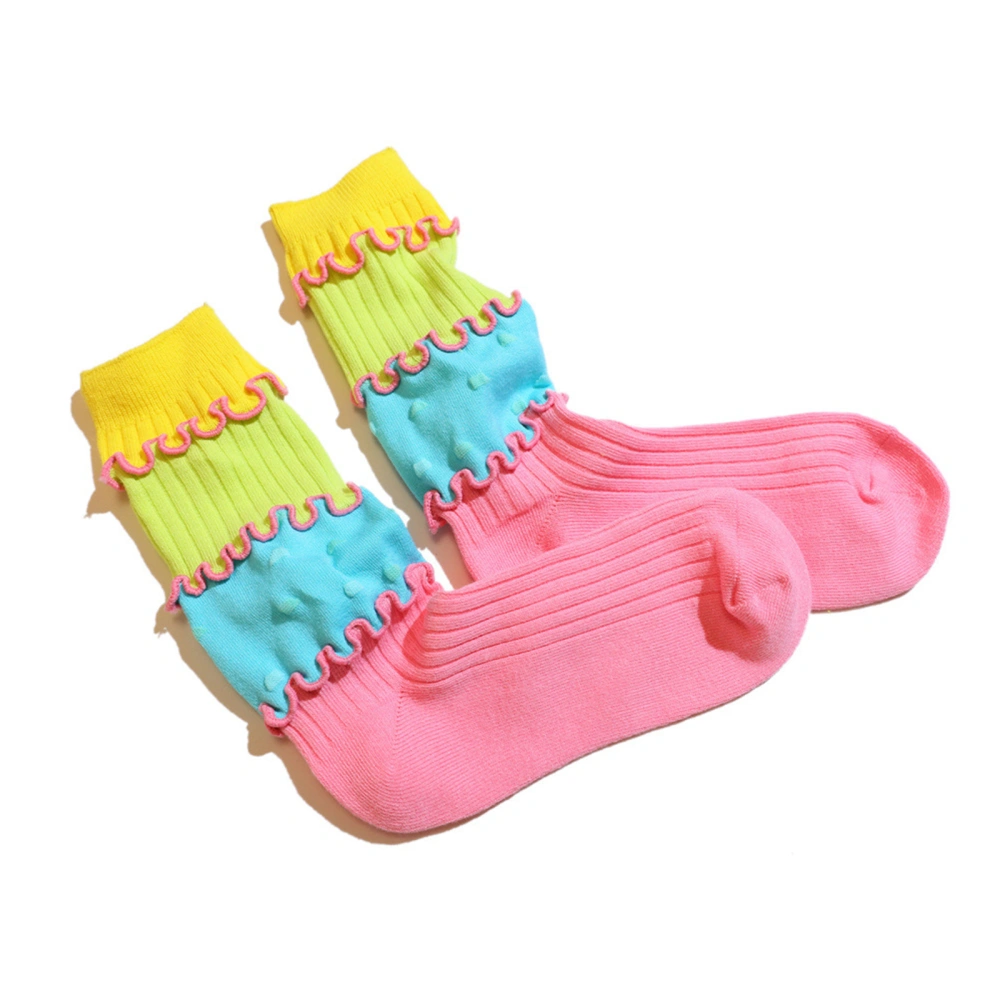 Women Summer Crew Socks Soft Contrast Color Above Ankle Socks 