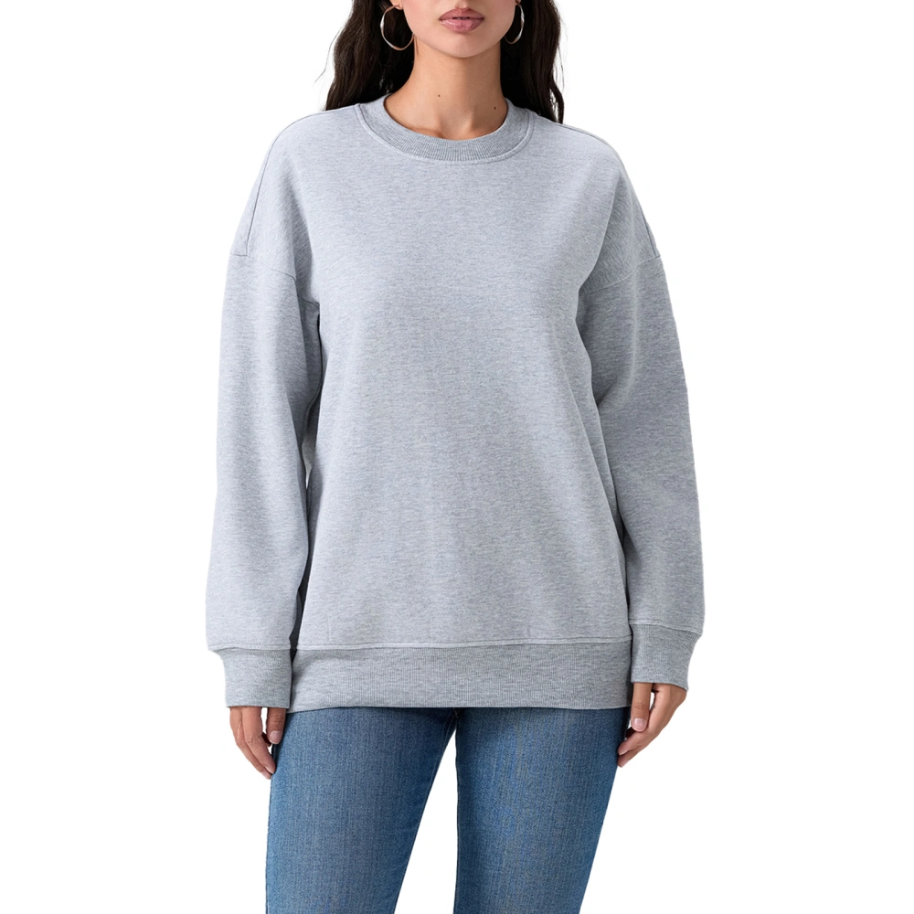 Women's Autumn Sweatshirt Long Sleeve Crewneck Solid Color Pullover