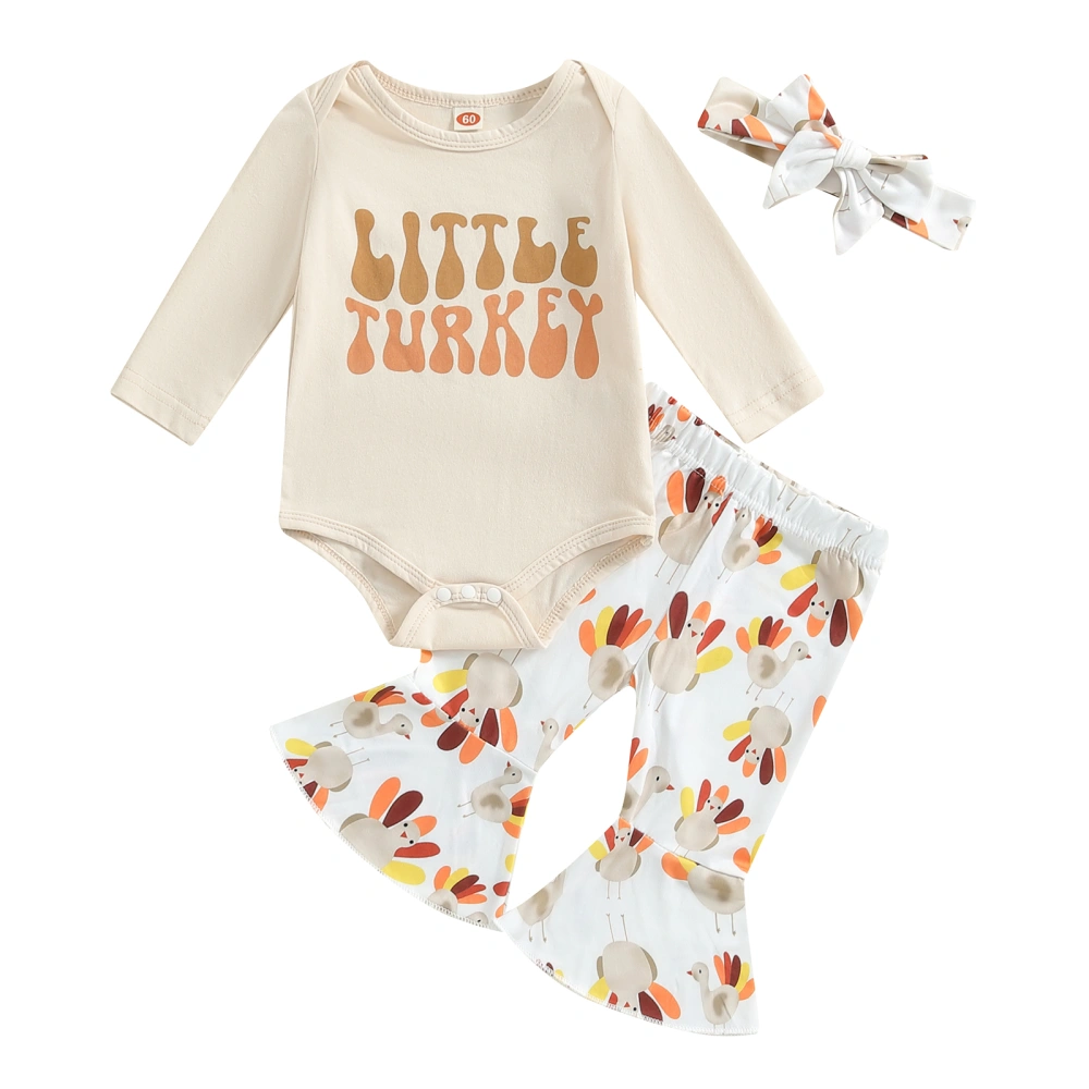 Baby Girl Thanksgiving Outfit, Letter Romper Flare Pants Headband