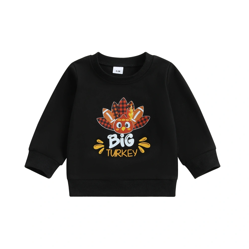 Baby Thanksgiving Sweatshirts Long Sleeve Turkey Print Pullovers