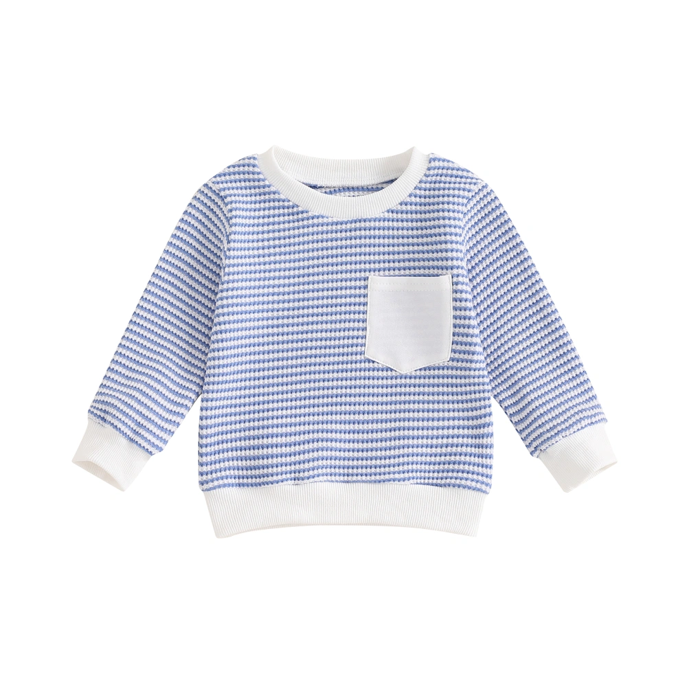 Baby Girls Boys Hoodie, Long Sleeve Crew Neck Striped Sweatshirt