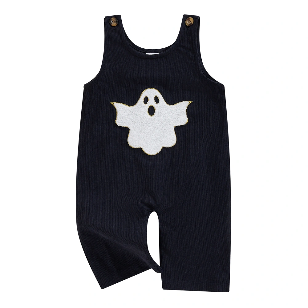 Toddler Halloween Overall Jumpsuit Ghost Embroidery Sleeveless Romper 