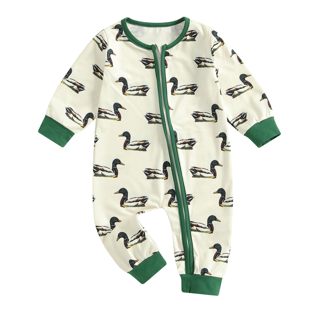 Baby Boys Girls Jumpsuits Long Sleeve Round Neck Duck Print Rompers