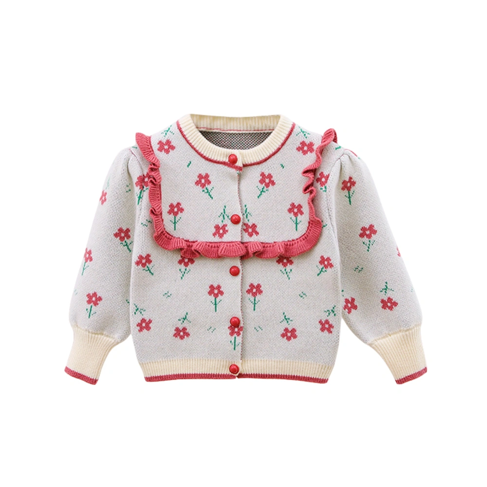 Baby Girls Ruffle Cardigan Long Sleeve Floral Print Button Sweater 