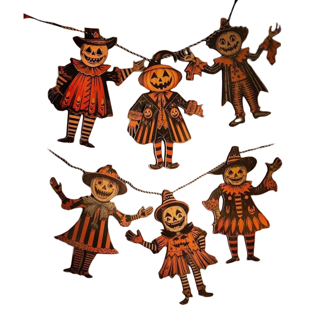 Halloween Wooden Garland with Character Charms, Spooky Banner