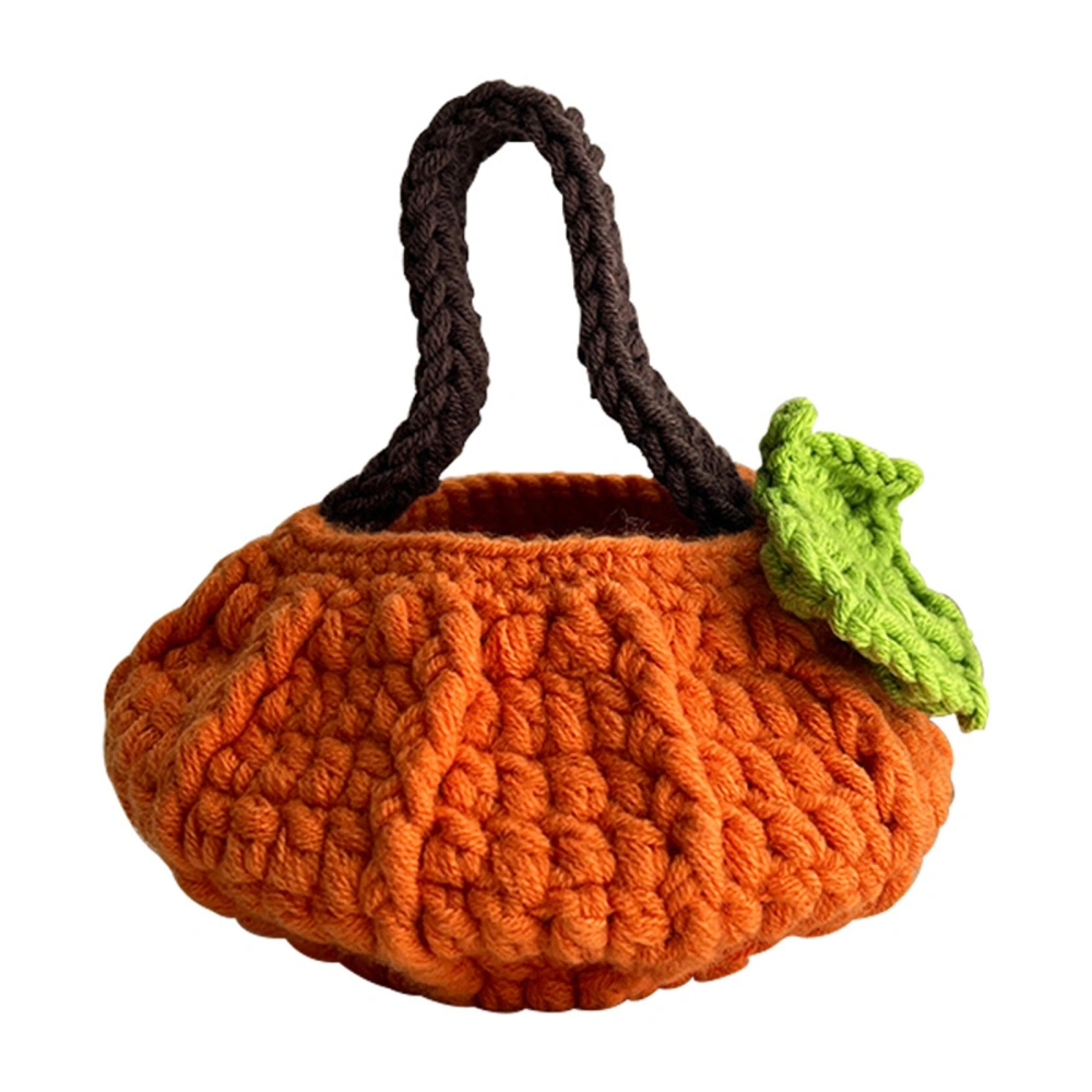 Halloween Gift Bag, Crotchet Pumpkin Contrast Color Treat Bags Totes