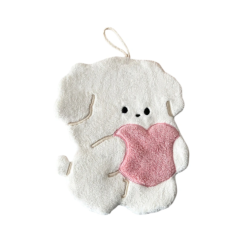 Dog Hand Towel Coral Velvet Absorbent Hanging Hand Towel for Kids