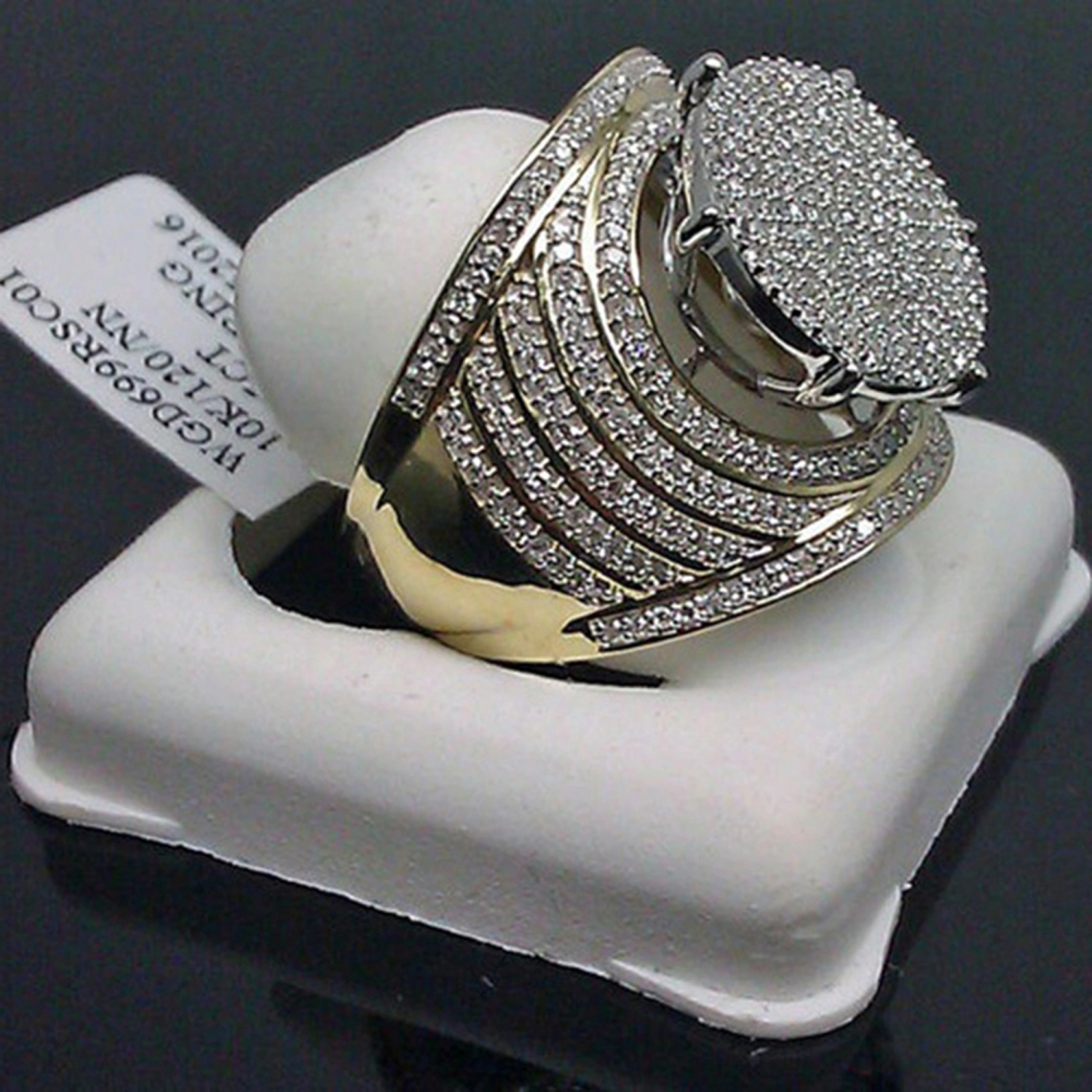 Gold Plated Bling Pinky Ring Simulated Diamond Ring Punky Ring