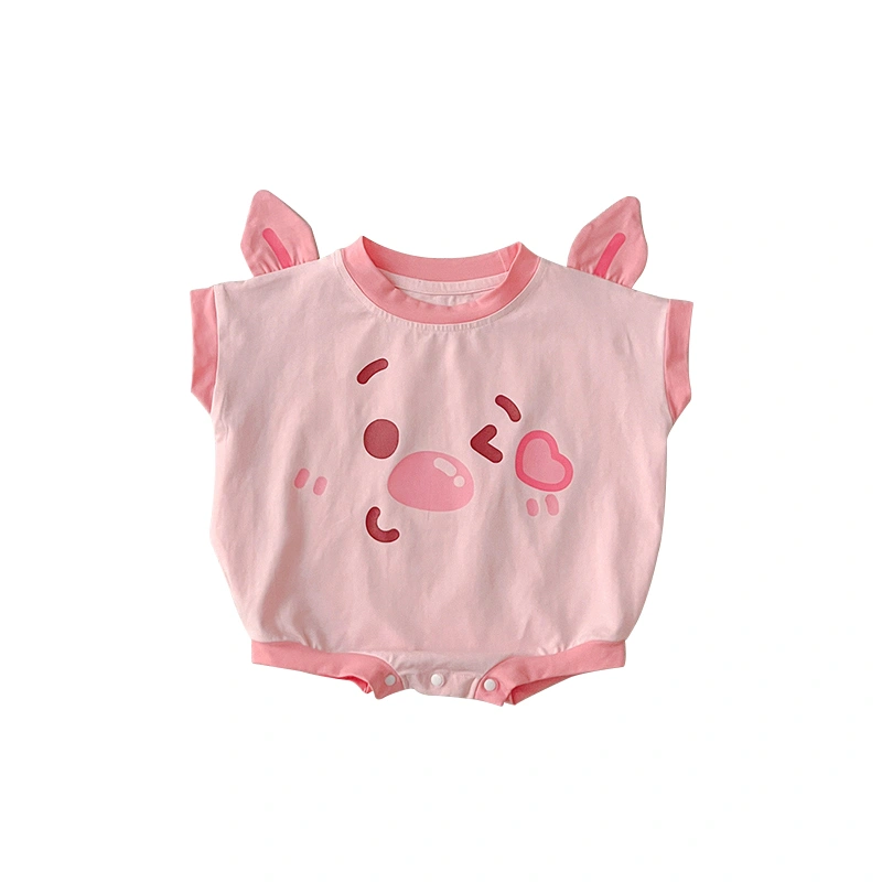 Baby Girl Boy Romper Pig Print Round Neck Short Sleeve Jumpsuit