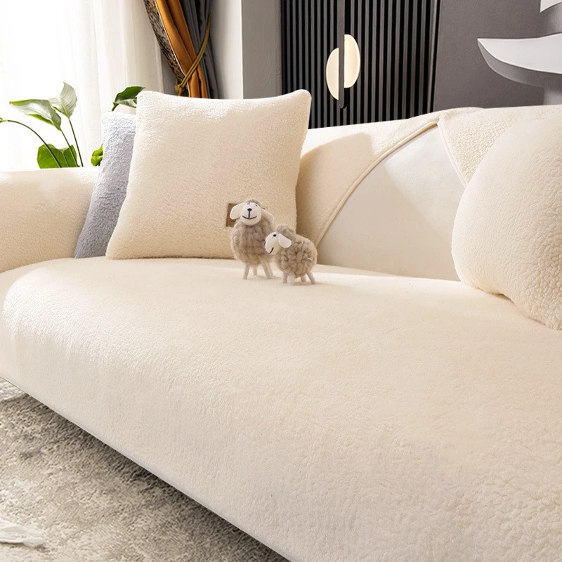 Non-slip Solid Color Simple Lambswool Sofa Cushion