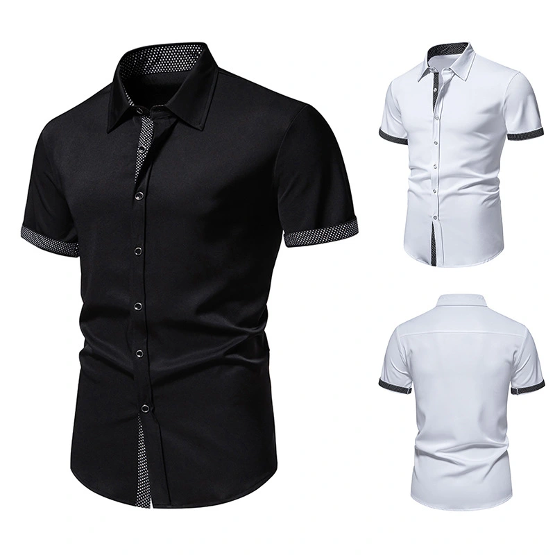 Men's Polka Dot Color Matching Casual Short Sleeve Shirt