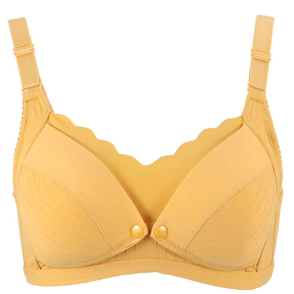 Cotton Thin Postpartum Feeding Bra Anti-Sag Breathable Women Breastfeeding Nursing Underwear Summer(Yellow 90C)