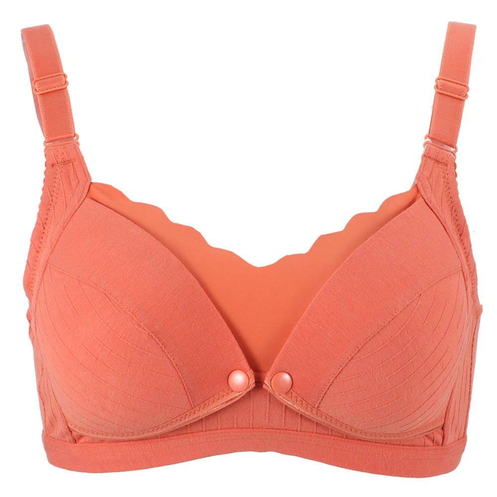 Cotton Thin Postpartum Feeding Bra Anti-Sag Breathable Women Breastfeeding Nursing Underwear Summer(Orange 85B)