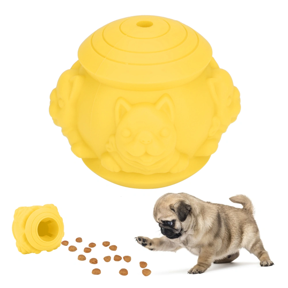 Pet Dog Puppy Feeder Feeding Bowl Leakage Food Ball Interactive Training Puzzle ToyYellow