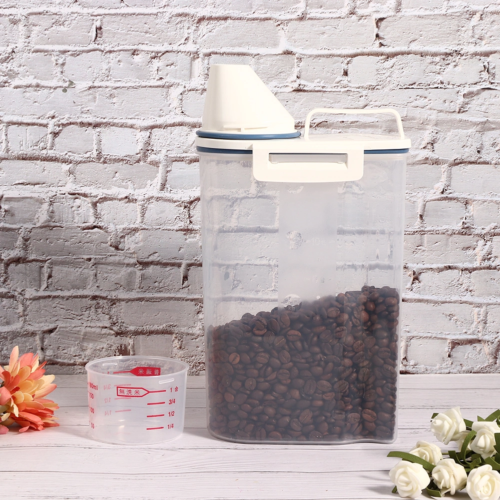 Pet Food Container Sealed Bucket Moistureproof Storage Box with Measuring Cup for Dog Cat