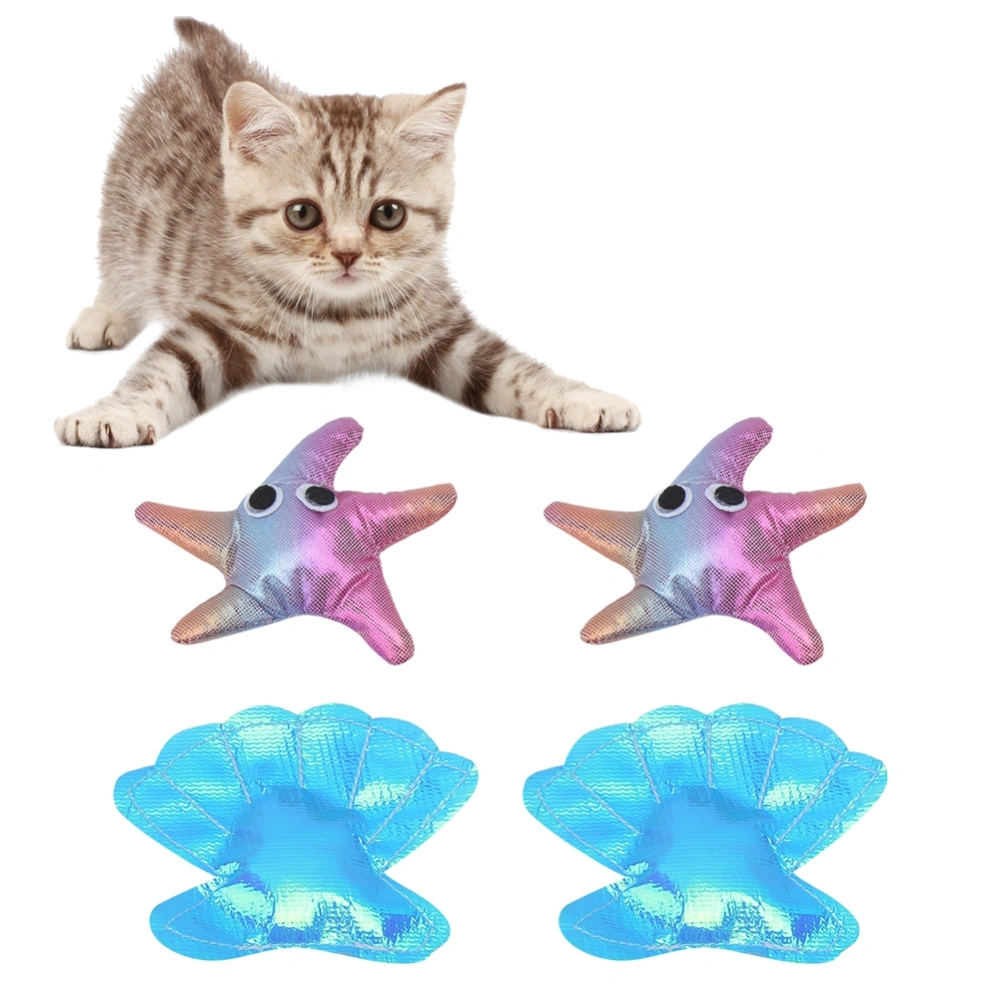 4Pcs Pet Cat Cloth Toy Cute Starfish Seashell Shape Grinding Claws Training Interactive