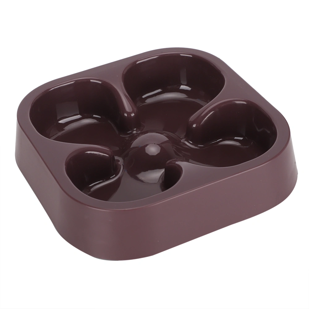 Plastic Anti Choke Feeding Bowl Four Leaf Clover Shape Dog Cat Slow Eating Feeder(Coffee )