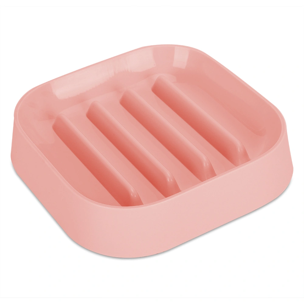 Food Grade Plastic Square Shape Pet Slow Food Anti Choking Feeding Bowl Supplies with Bottom Anti-Skid Pad for Cats Dogs(Pink )