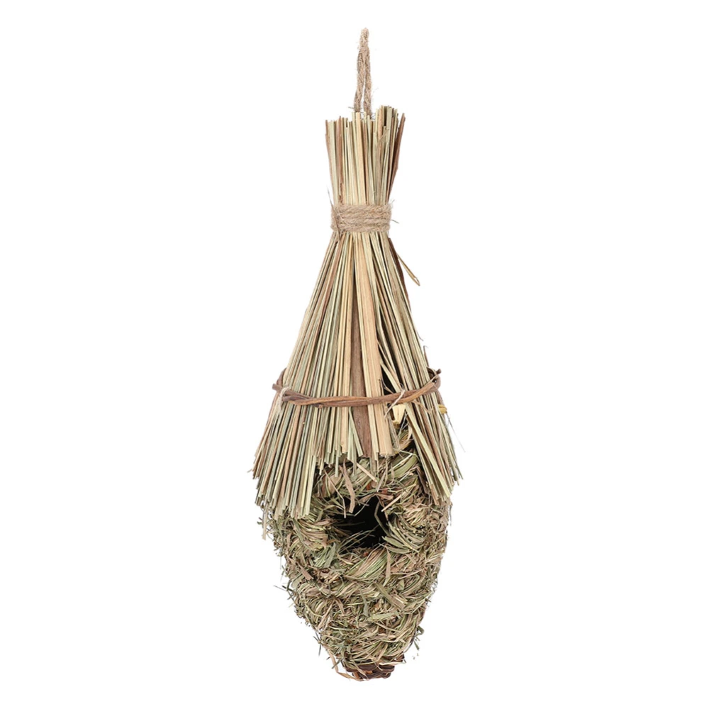 Handwoven Straw Bird Nest Natural Grass Hatching Breeding Cave Hanging Parrot House